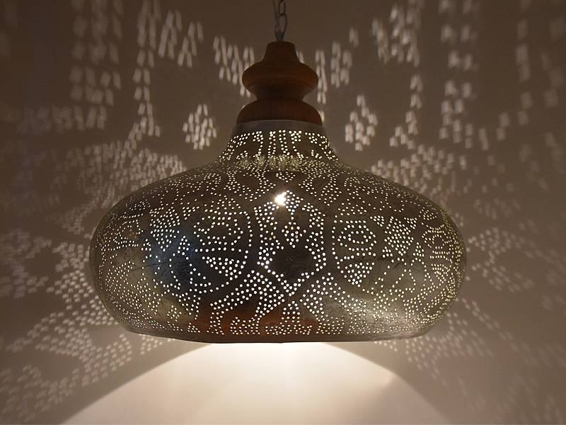 Silberne offene filigrane Esstischlampe