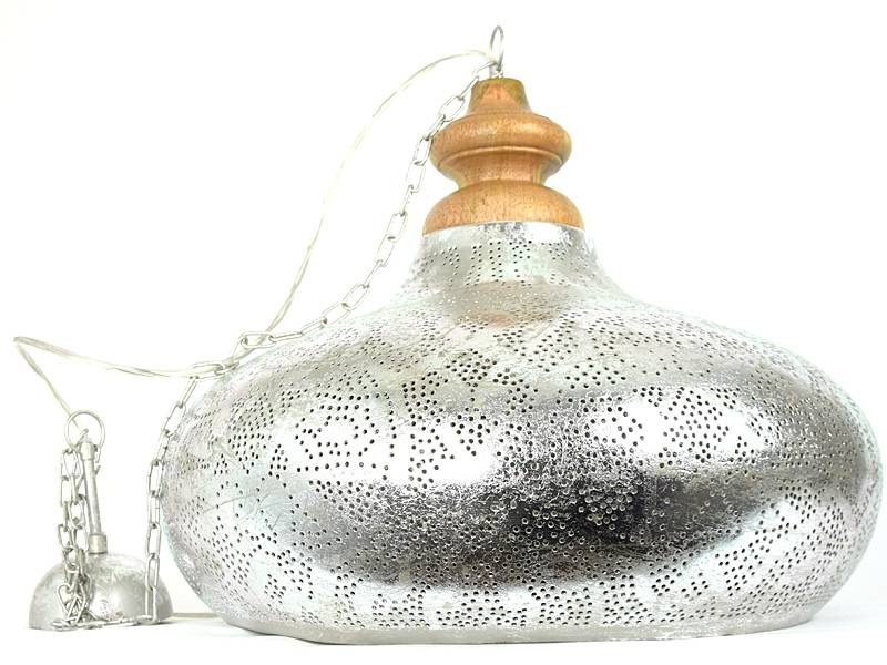 Silberne offene filigrane Esstischlampe