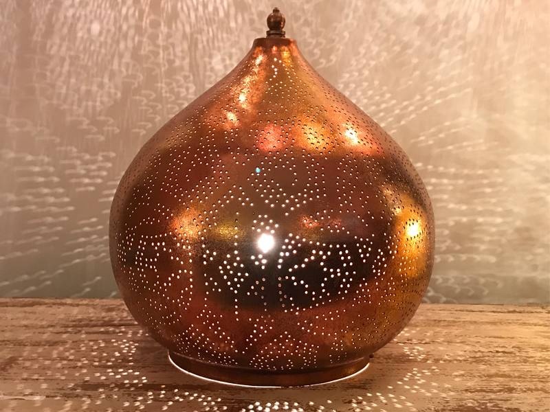 Kupferne filigrane Tischlampe 1001 Nacht
