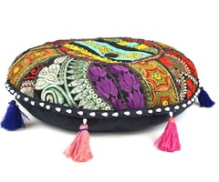 Schwarzes rundes Kissen