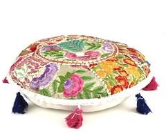 Rundes Kissen weiß im Ibiza-Stil