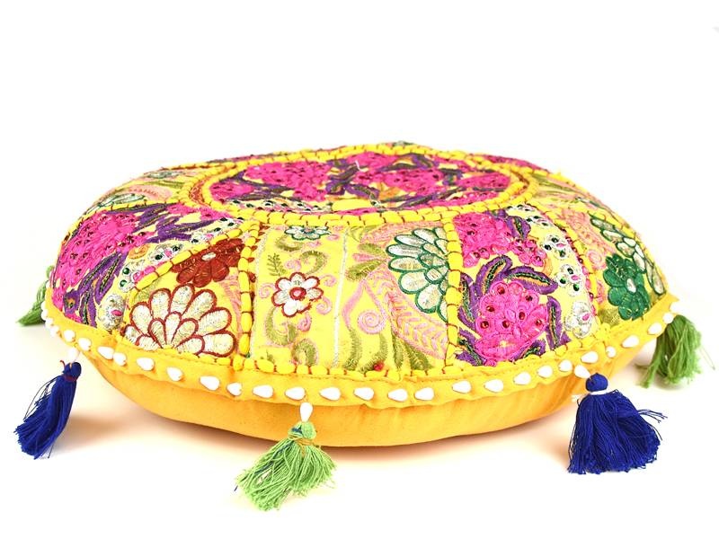 Senfgelbes rundes Kissen