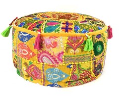 Bohemian Pouf Ockergelb.