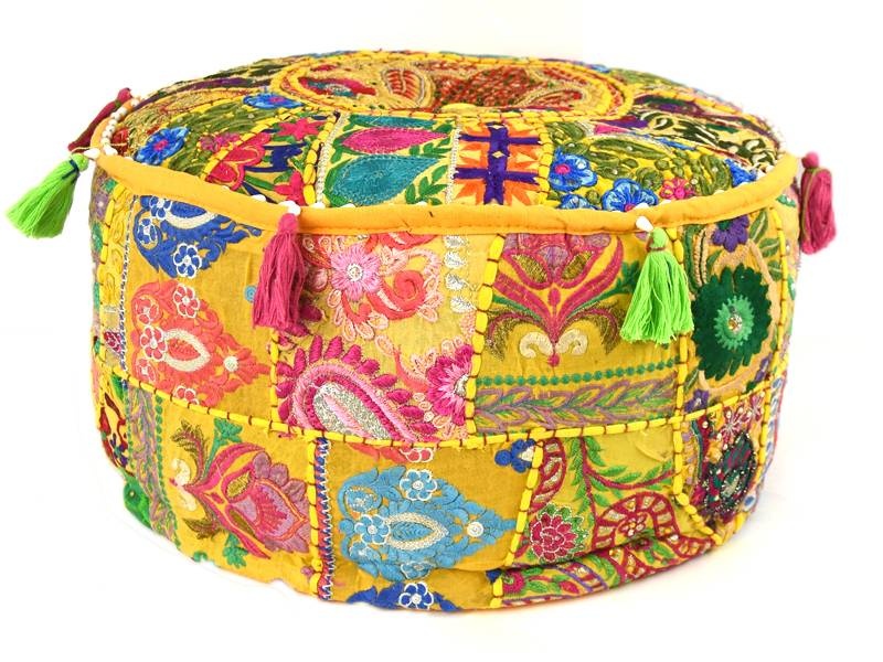 Bohemian Pouf Ockergelb.