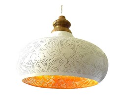 Weiße filigrane große offene Hängelampe