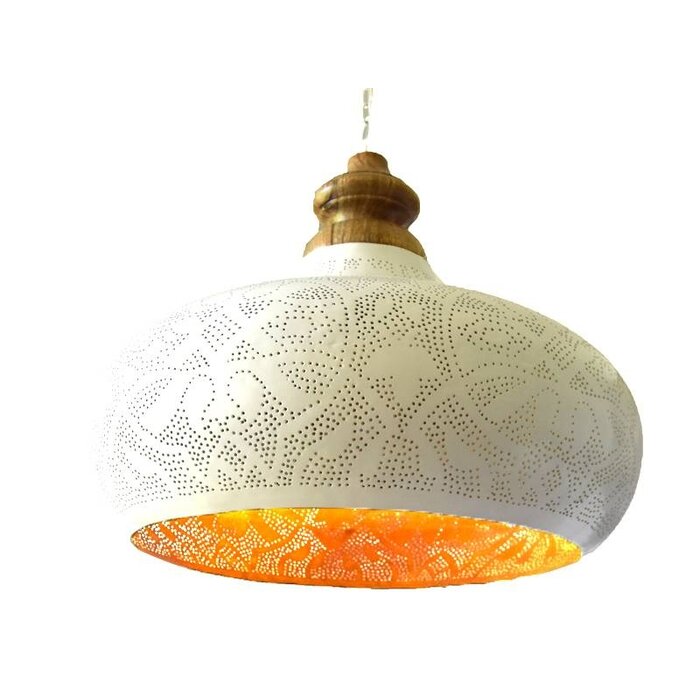 Weiße filigrane große offene Hängelampe