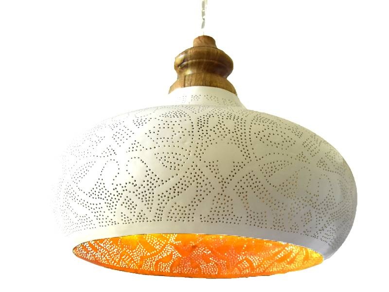 Weiße filigrane große offene Hängelampe