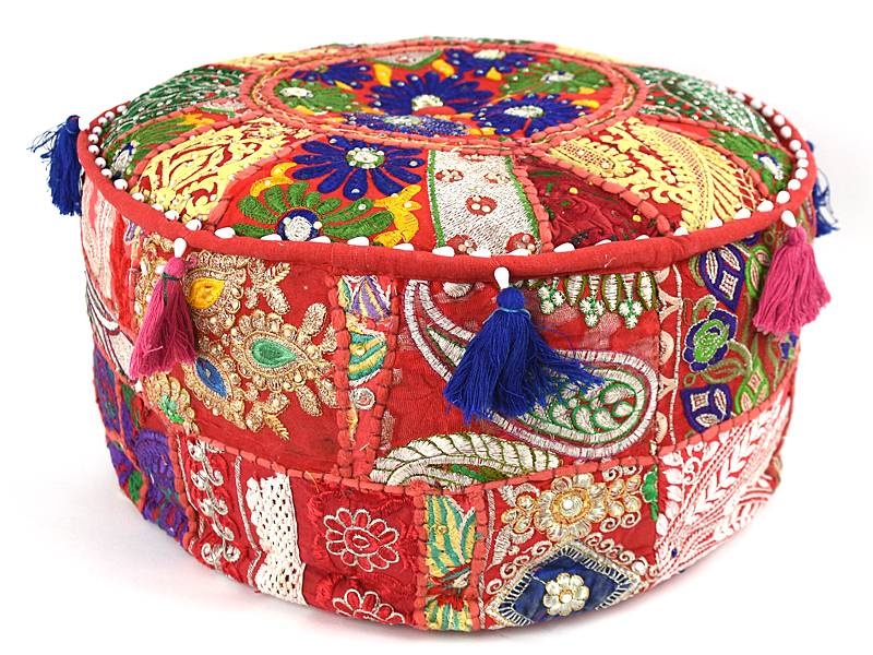 Bohemian Pouf Rot