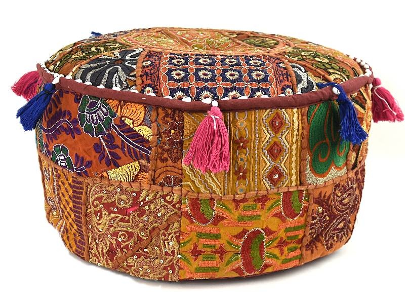 Bohemian Pouf Braun Patchwork