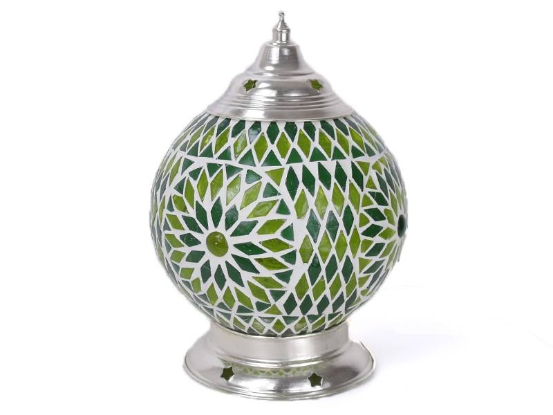 Orientalische Tischlampe in grünem Mosaik