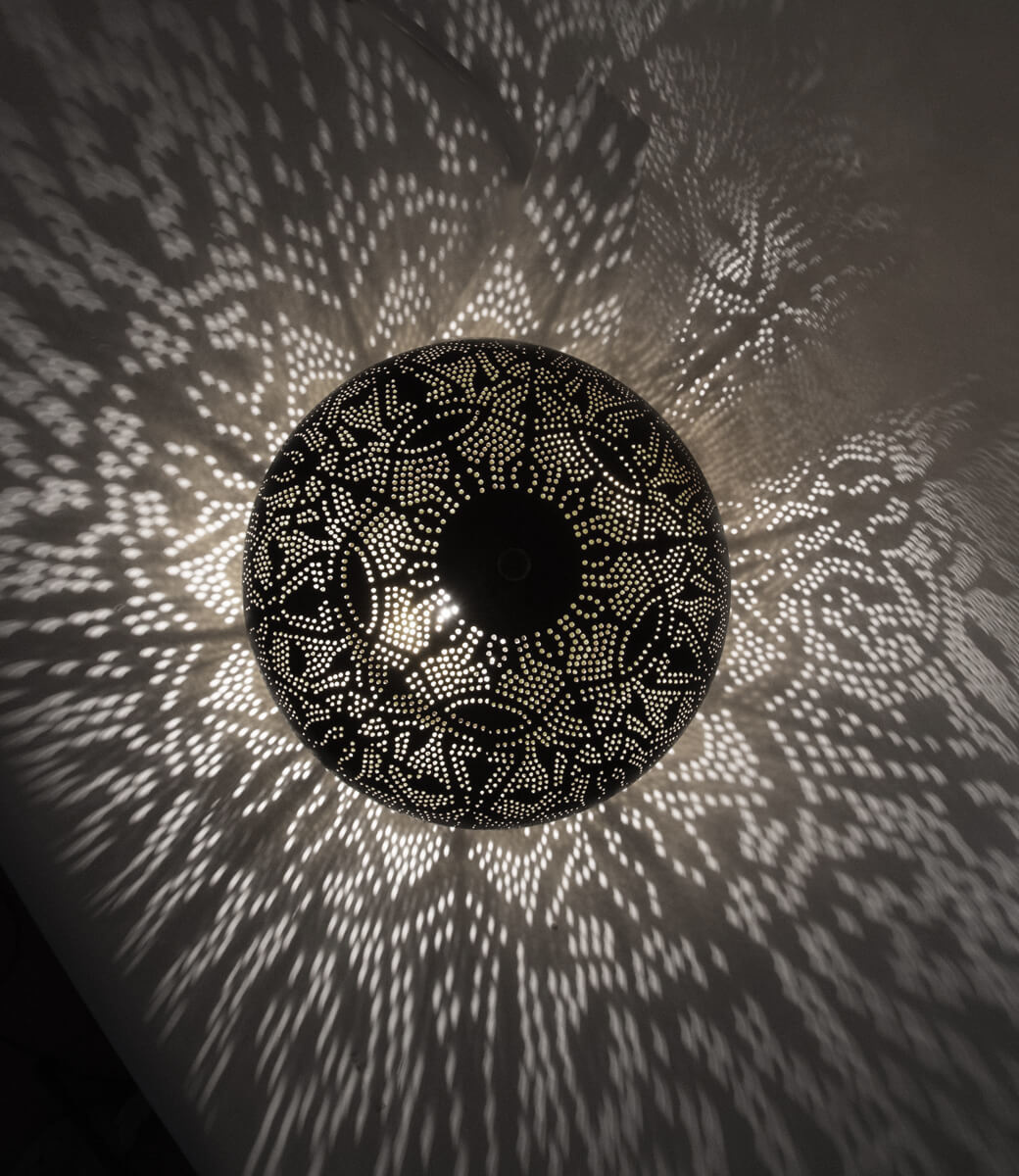 Orientalische Deckenlampe in Silber