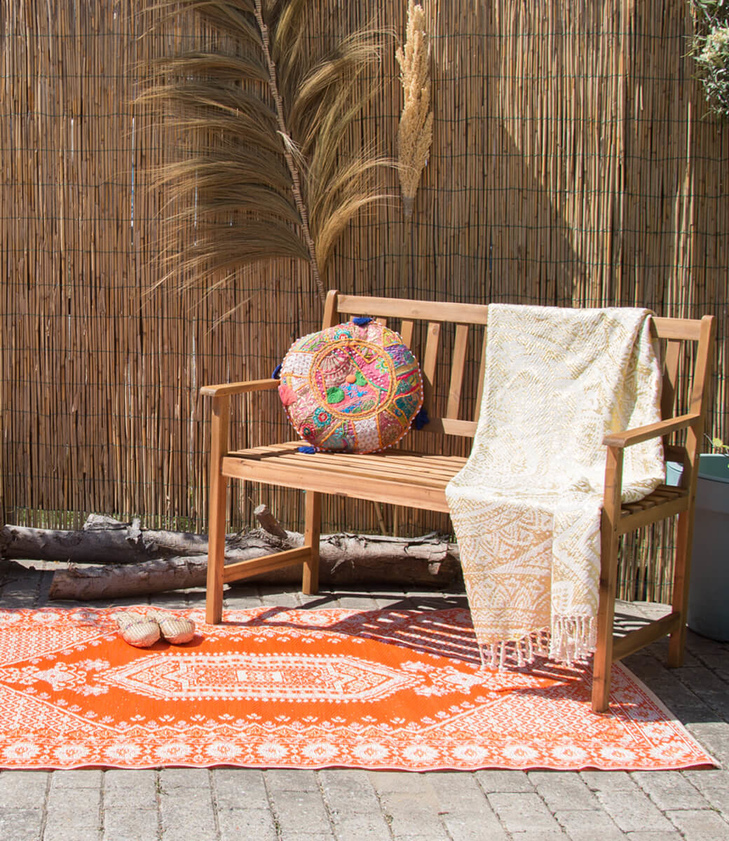 Wonder Rugs Oranger Teppich mit Gold für draußen