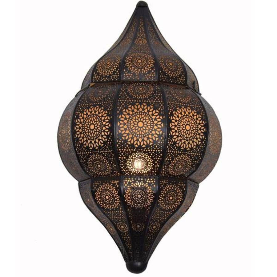 Filigrane Wandlampe in Schwarz und Kupfer