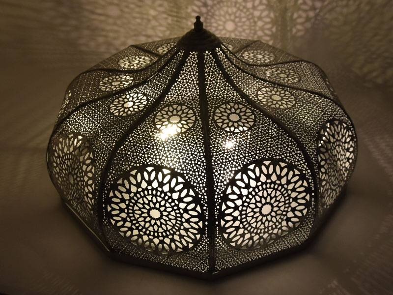 Große orientalische silberne filigrane Deckenleuchte