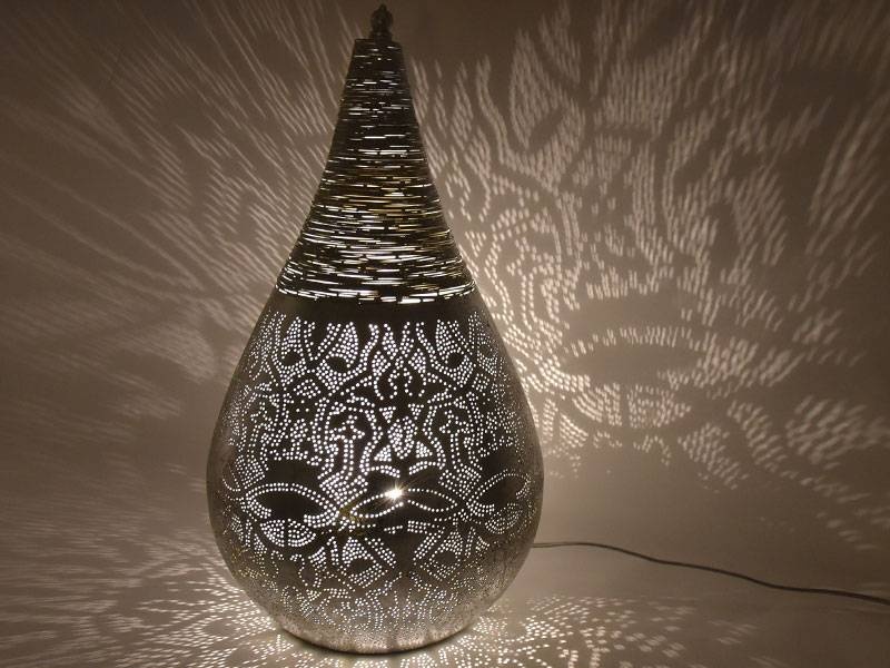 Orientalische Tischlampe in Silber