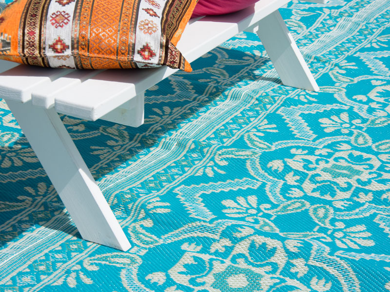 Wonder Rugs Grosser Kunststoff-Aussenteppich in Türkis