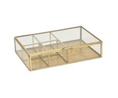 5-teilige Aufbewahrungsbox aus Messing und Glas