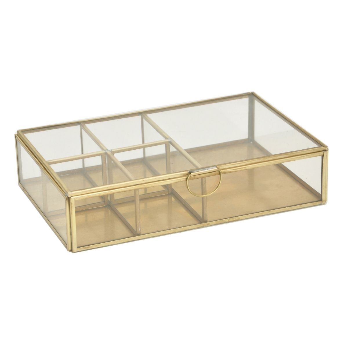 5-teilige Aufbewahrungsbox aus Messing und Glas