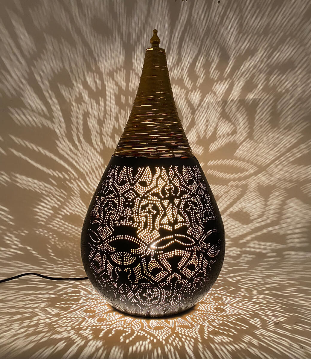 Orientalische Tischlampe schwarz mit Gold