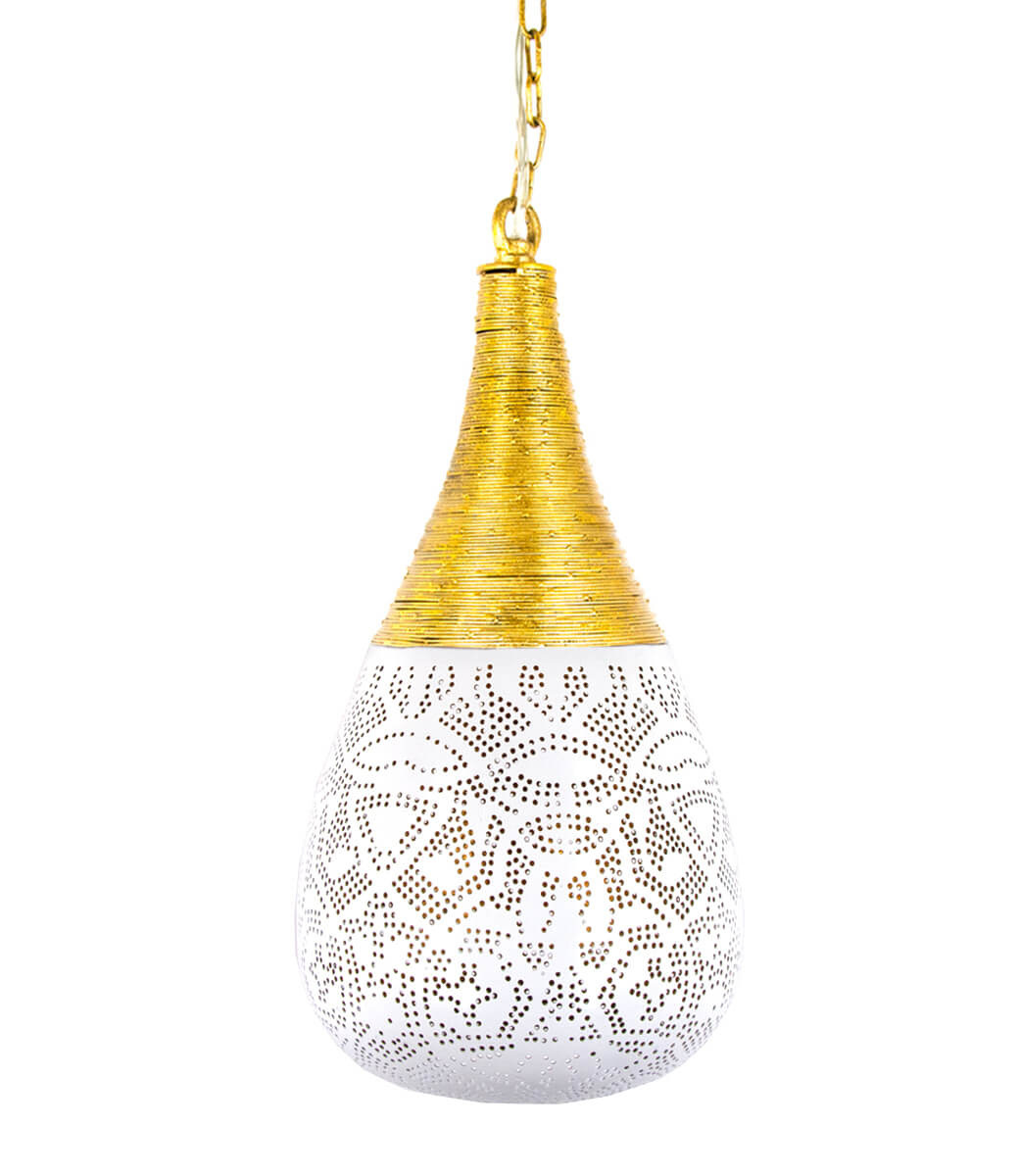 Orientalische Hängeleuchte aus weißem Draht