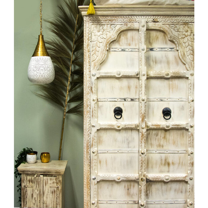 Orientalische Hängeleuchte aus weißem Draht