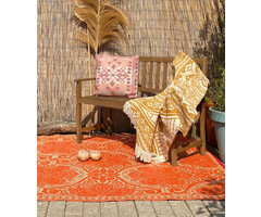 Melierter Outdoor Teppich in Orange mit Gold