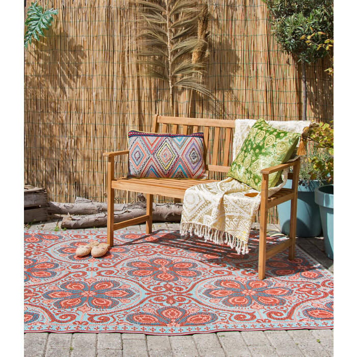 Wonder Rugs Bohemian Outdoor-Teppich in Türkis mit Terra