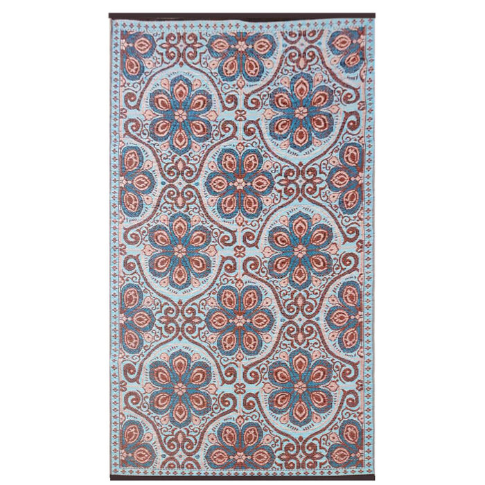 Wonder Rugs Bohemian Outdoor-Teppich in Türkis mit Terra