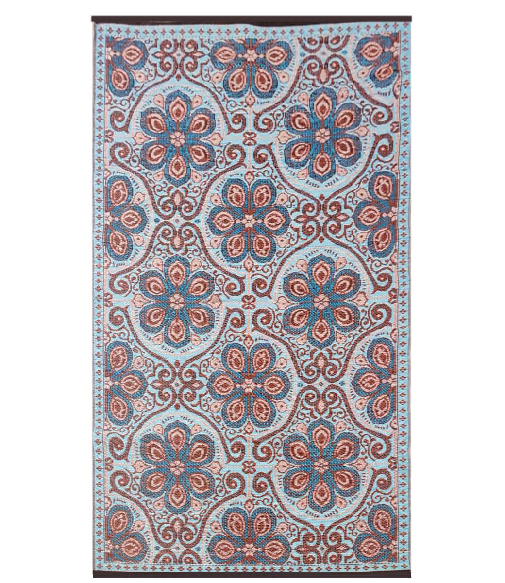 Wonder Rugs Bohemian Outdoor-Teppich in Türkis mit Terra