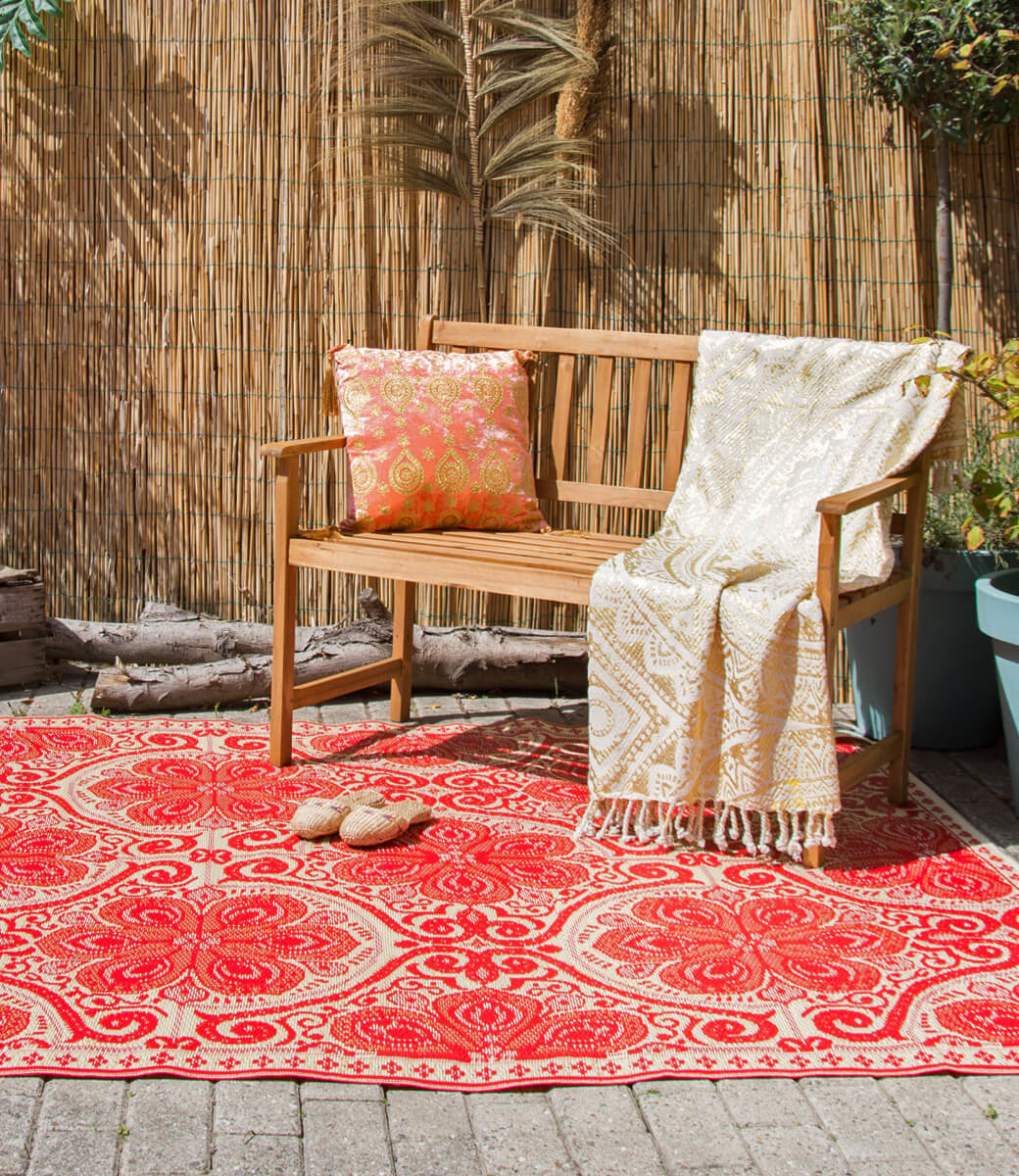 Wonder Rugs Arabisch rotes Gold-Gartenteppich
