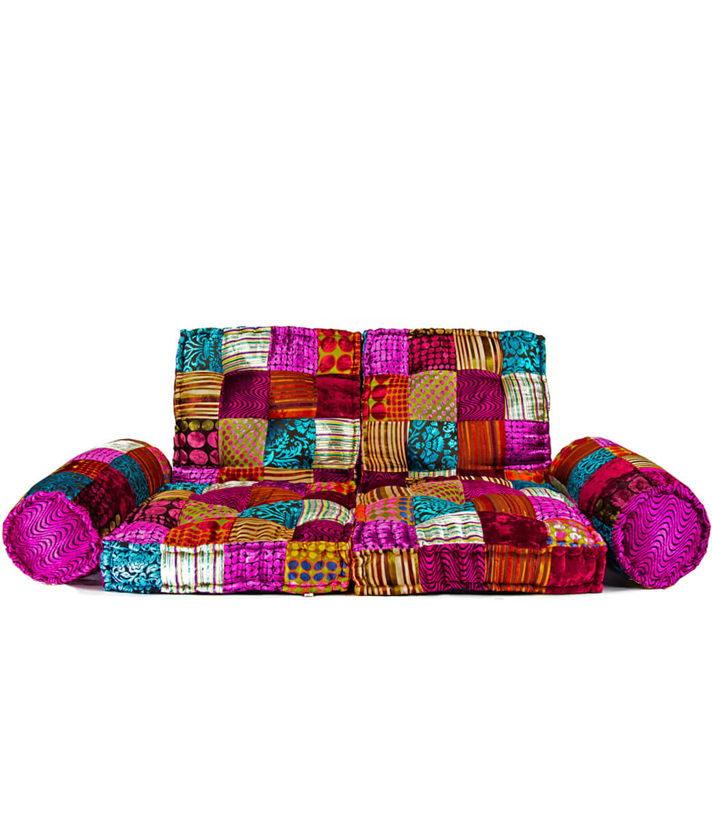 Mehrfarben-Palettenkissenbank