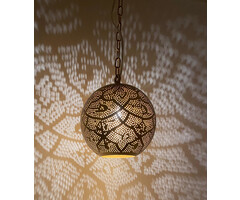 Globe Hängelampe in Weiß und Gold