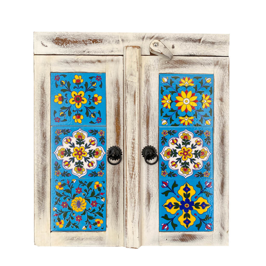 Weißes orientalisches Badezimmerschränkchen