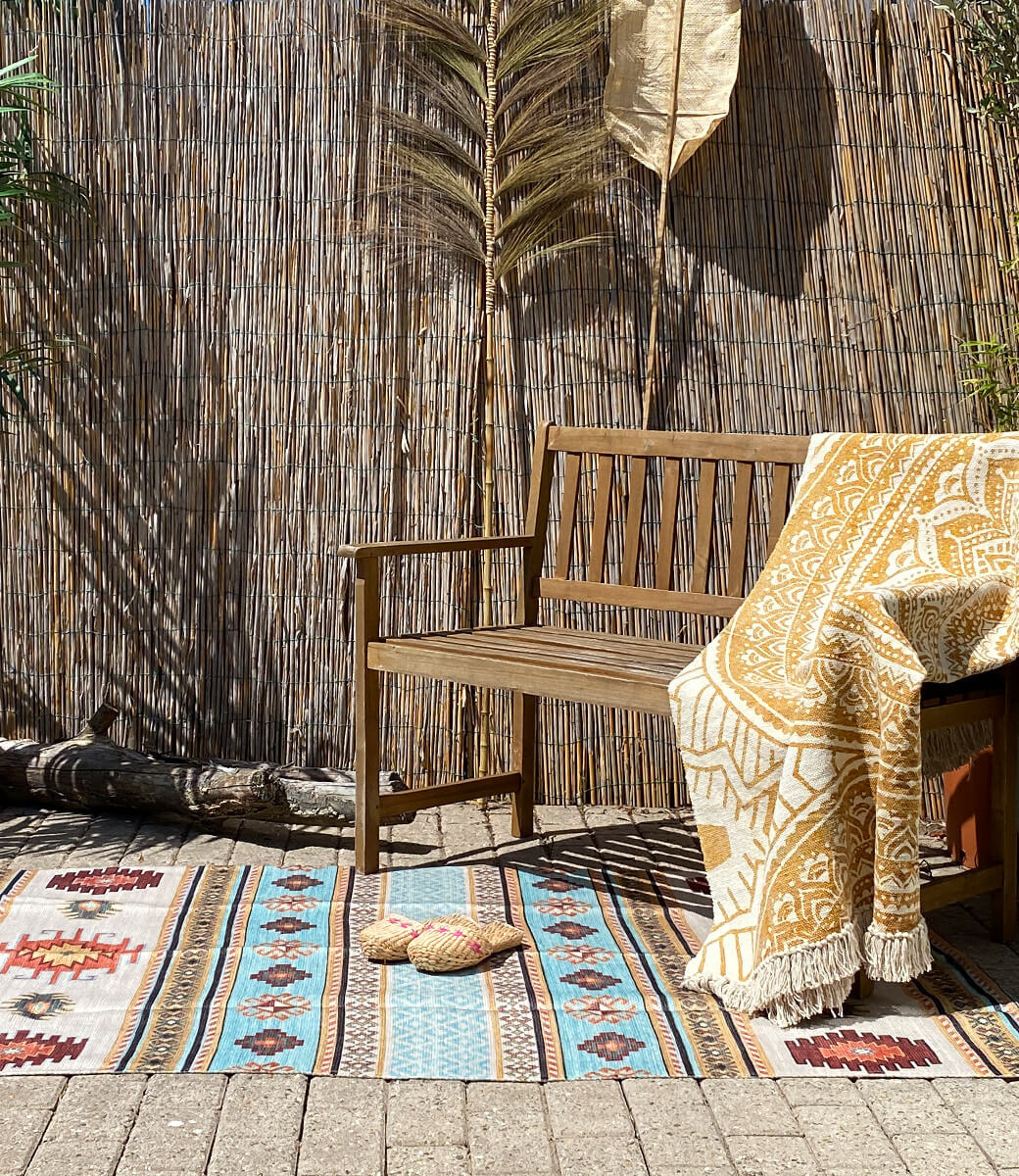 Wonder Rugs Kelim Outdoor Teppich Türkis