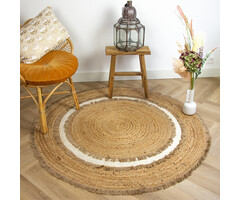 Wonder Rugs Runder Jute-Teppich mit Fransen