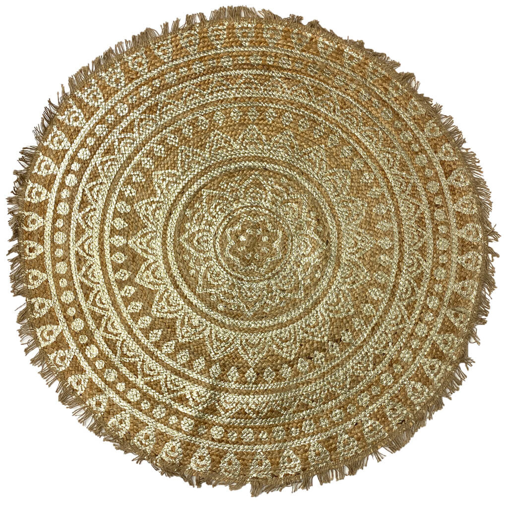 Wonder Rugs Rundes Jute-Goldteppich