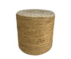 Jute-Pouf in Weiß
