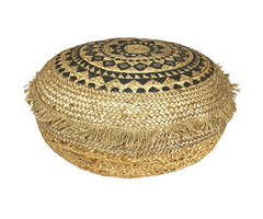 Jute-Poef in Schwarz