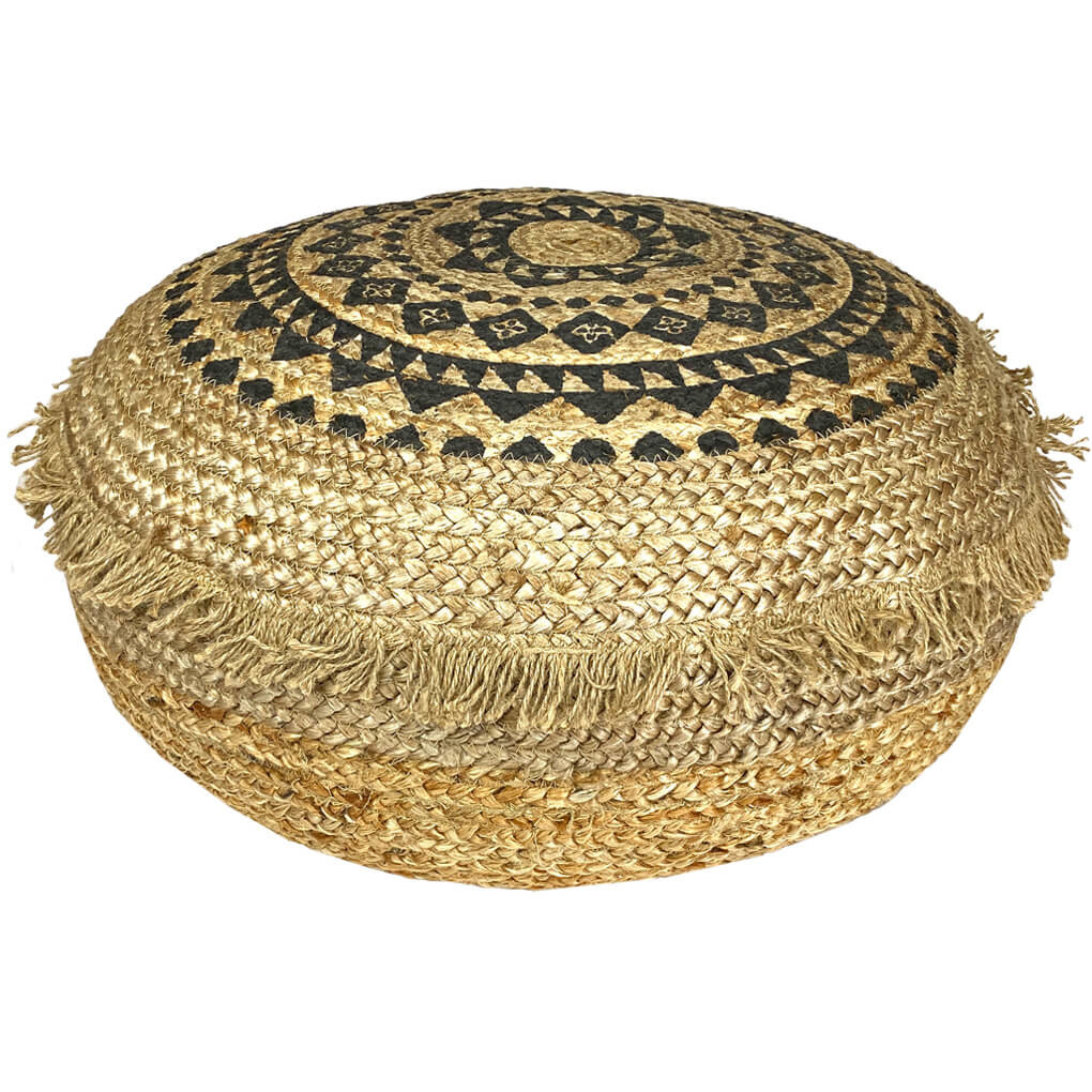 Jute-Poef in Schwarz