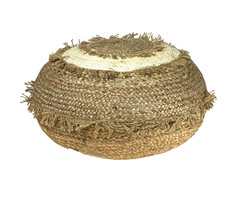 Jute-Pouf weiß