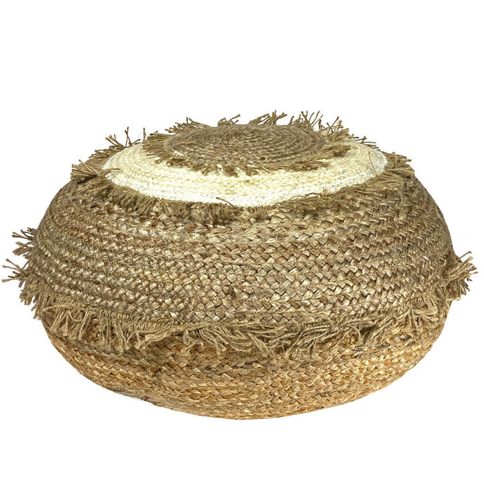 Jute-Pouf weiß