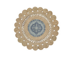 Wonder Rugs Runder Jute-Teppich in Saphir-Kelim-Design