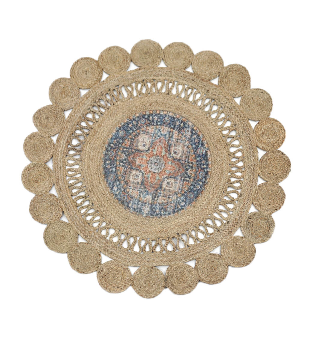 Jute rundes Kelim-Teppich