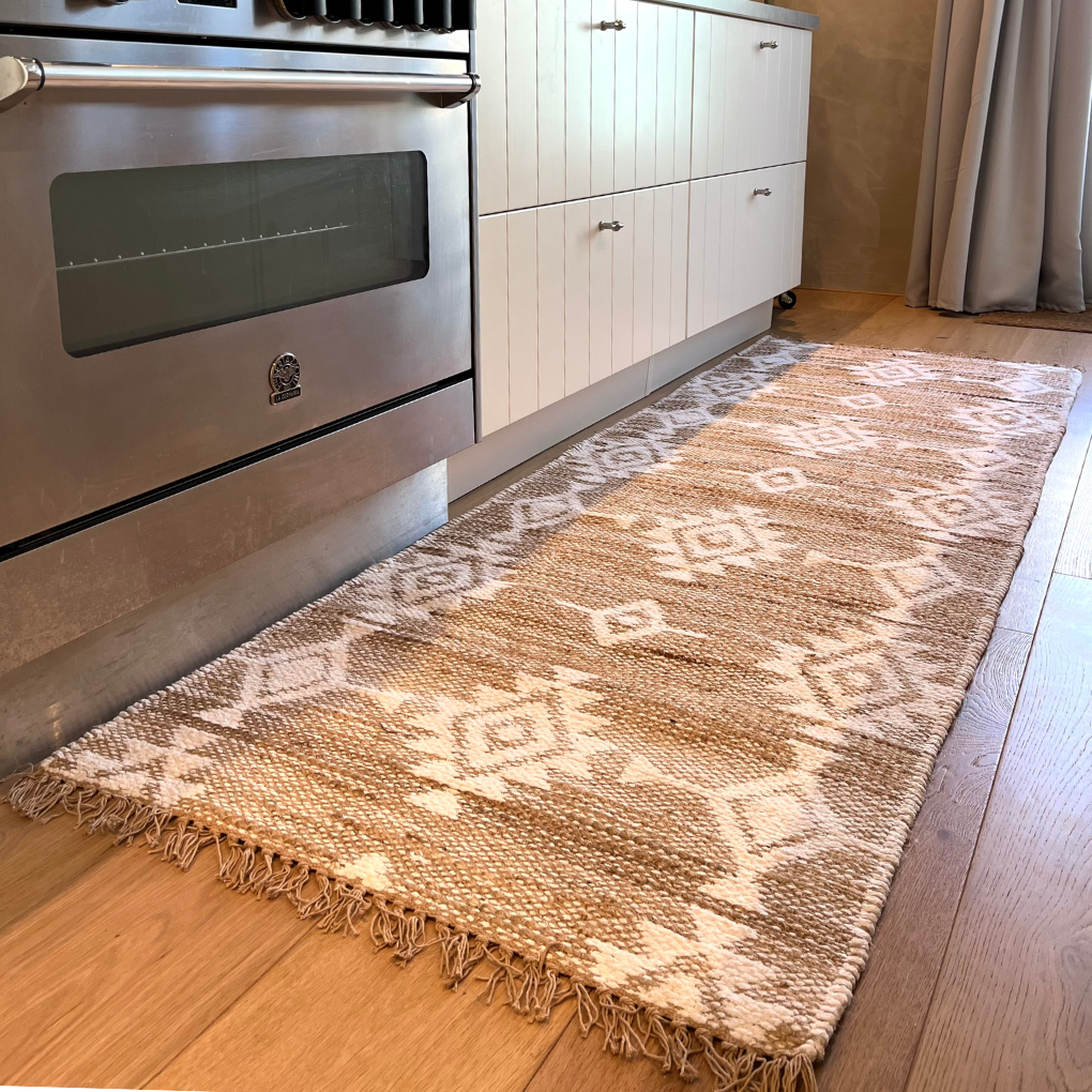 Wonder Rugs Jute-Läufer mit weißem Druck