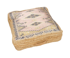 Rosa Pouf mit Jute und PET
