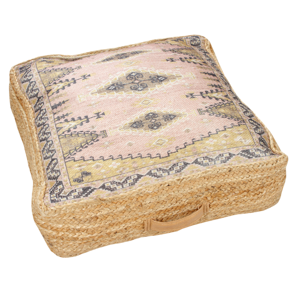 Rosa Pouf mit Jute und PET