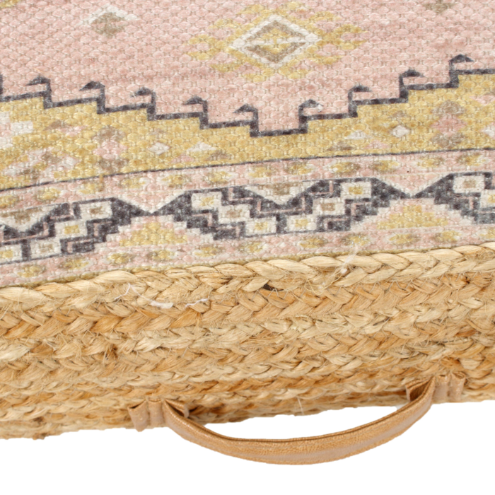 Rosa Pouf mit Jute und PET