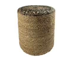 Jute-Hocker in Schwarz