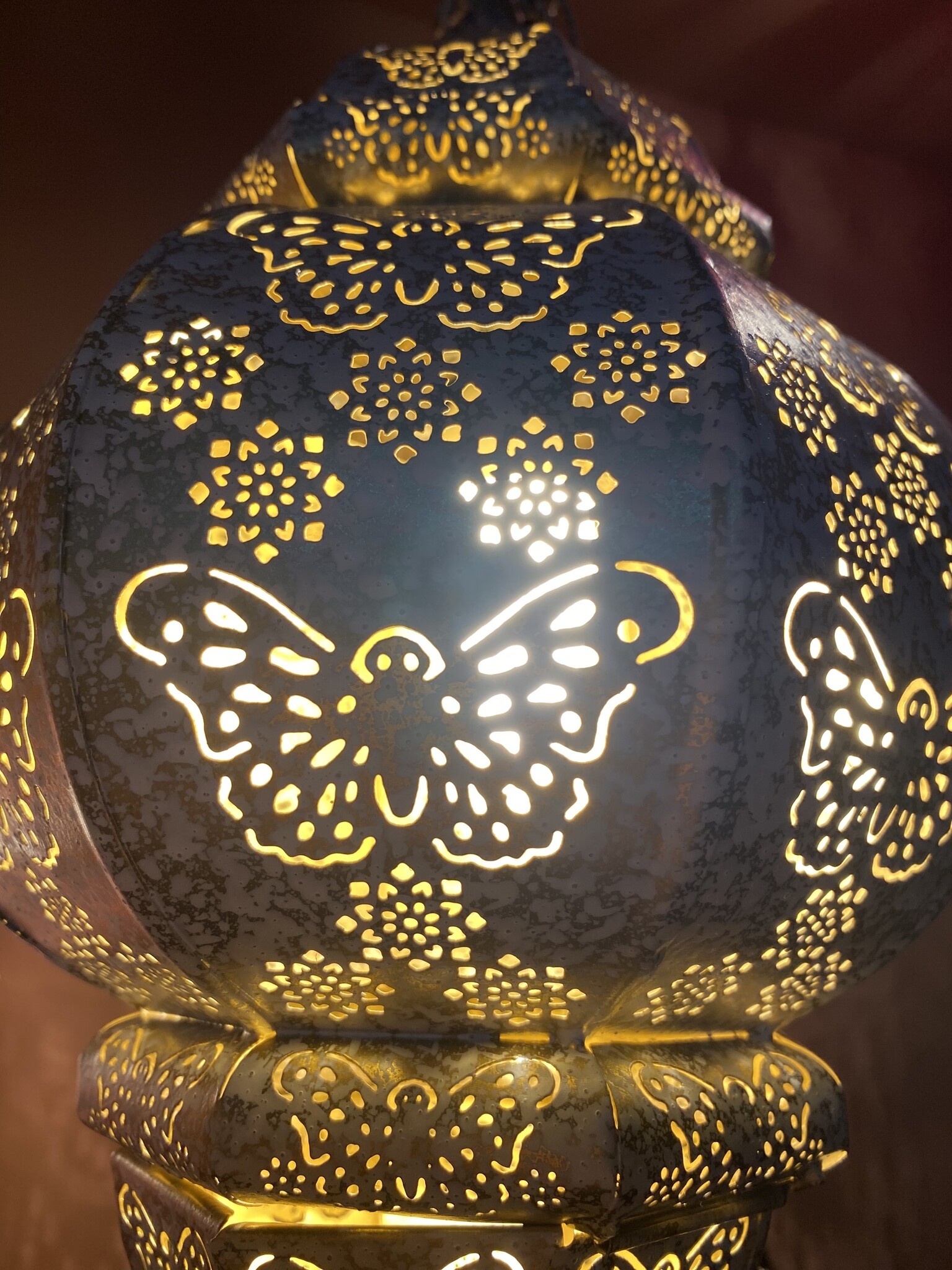 Schmetterlings-Hängelampe weiß/gold