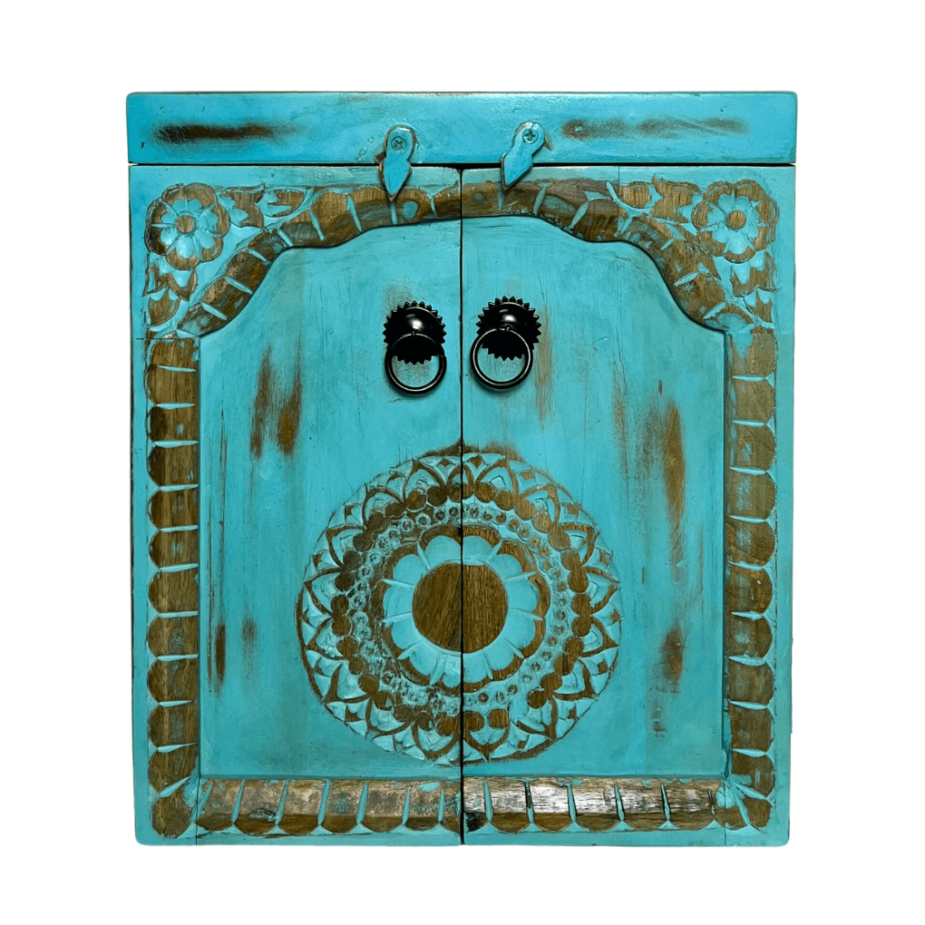 Badezimmerschrank Blume Türkis